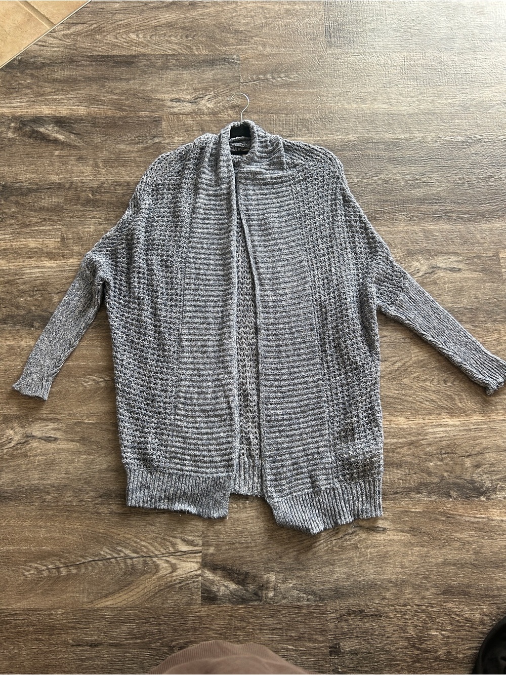 Hollister Gray Open-Front Knit Cardigan